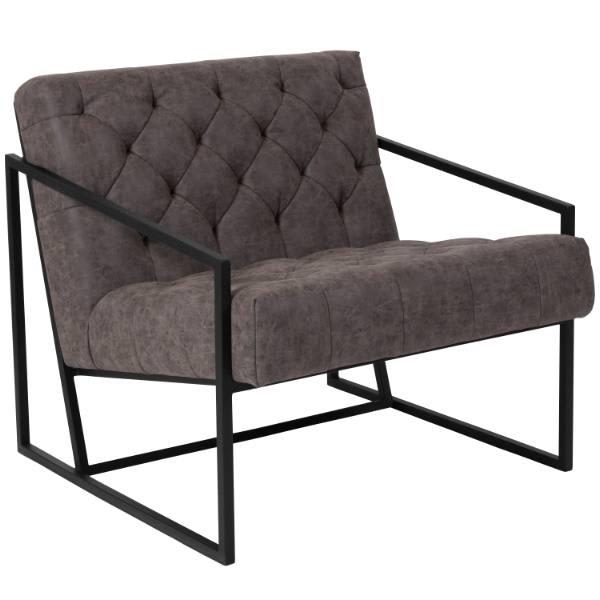 Flash Furniture Hercules Madison Series Retro Gray Leather Tufted Lounge Chair