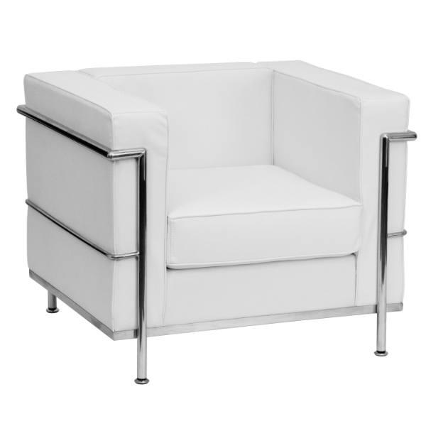 Flash Furniture Hercules Regal Series Contemporary Melrose White Leather Chair, Encasing Frame