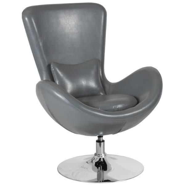 Flash Furniture Egg Series Gray Leather Side Reception Chair