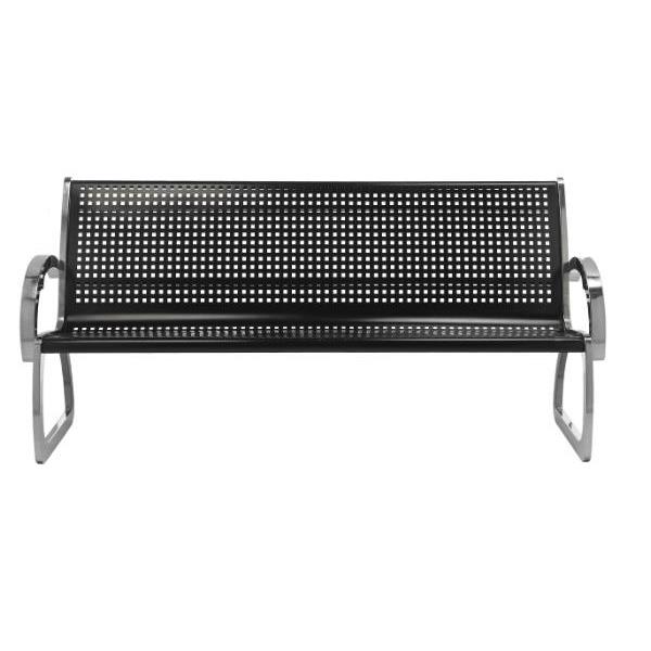 Commercial Zone Products Skyline Black/Stainless Steel 6 Foot Bench W/ Backrest