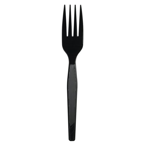 Dixie Medium Weight Polystyrene Black Fork, 1000/Case