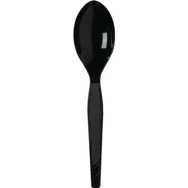 Dixie Medium Weight Polystyrene Black Teaspoon, 1000/Case