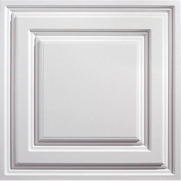 Genesis 2ft X 2ft Icon Relief White Lay In Ceiling Tile, Case Of 12