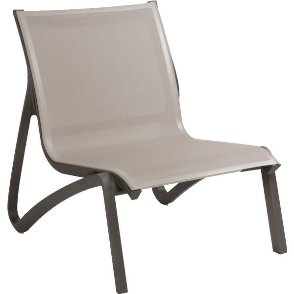 Grosfillex Sunset Lounge Chair, Volcanic Black Frame, Package Of 4