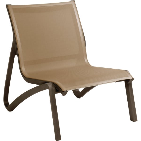 Grosfillex Sunset Lounge Chair, Cognac Sling, Fusion Bronze Frame Package Of 4