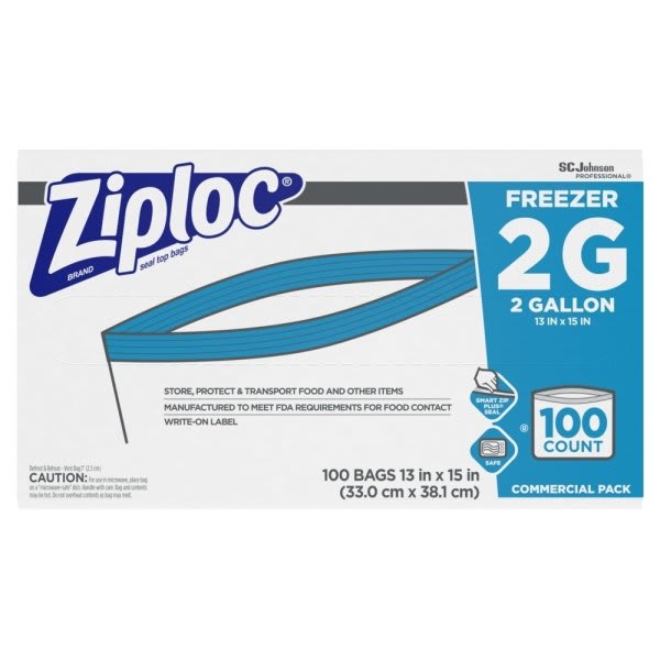 Ziploc Freezer Bag 2 Gallon, Case Of 100