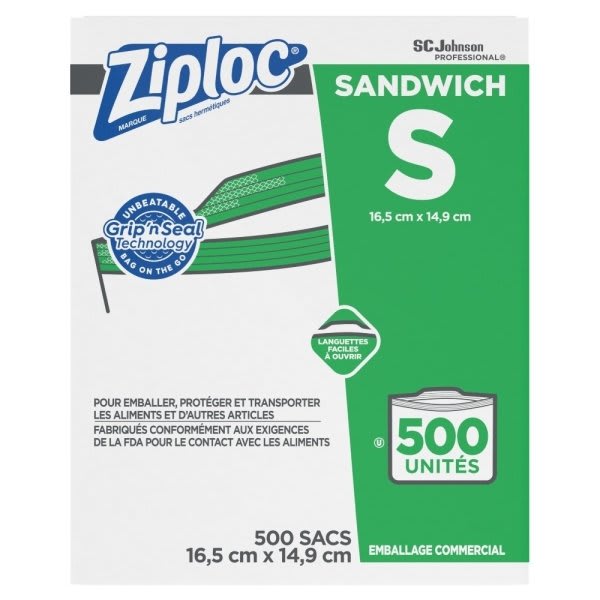 Ziploc Sandwich Bag, Case Of 500