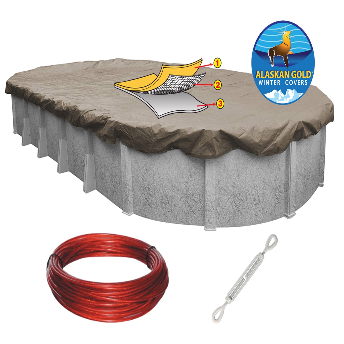 12 ft x 16 ft Alaskan Gold Oval Above Ground Winter Cover