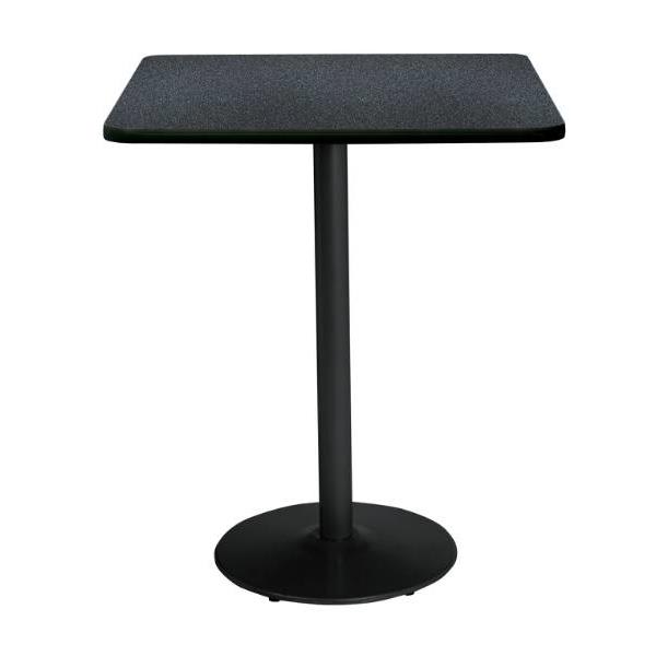 Kfi Seating 30" Square Bistro Table, Graphite Nebula Top, Round Black Base