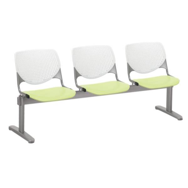 Kfi Seating Kool 3-Seat Reception Bench, White Backs, Lime Green Seats