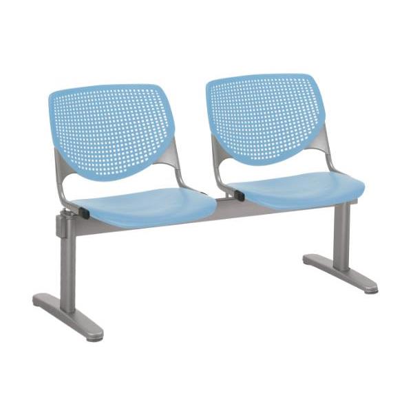 Kfi Seating Kool 2-Seat Reception Bench, Sky Blue Seats & Back