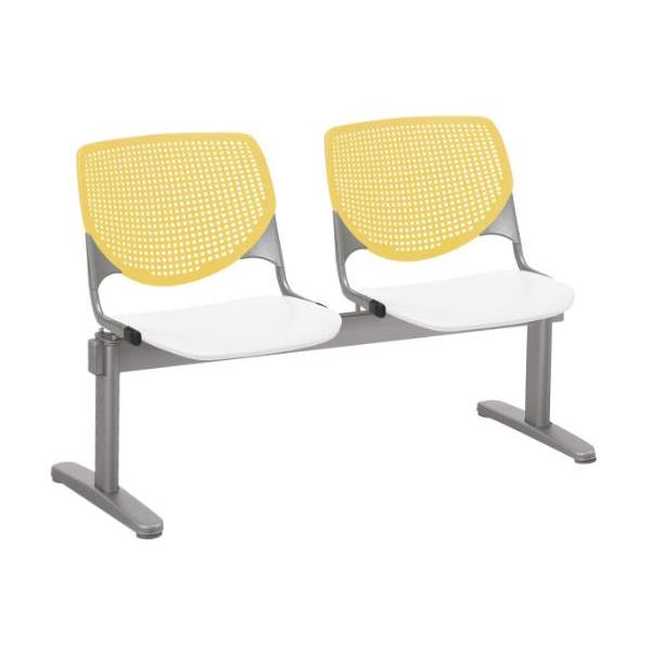 Kfi Seating Kool 2-Seat Reception Bench, Yellow Backs, White Seats