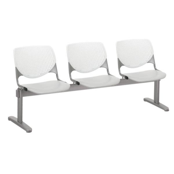 Kfi Seating Kool 3-Seat Reception Bench, White Backs, Light Gray Seats