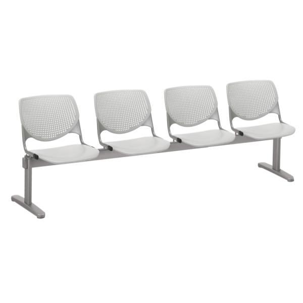Kfi Seating Kool 4-Seat Reception Bench, Light Grey Seats & Backs