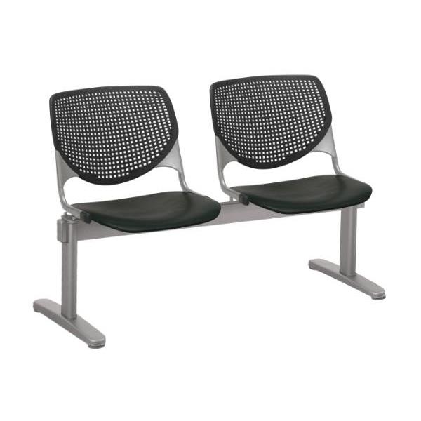 Kfi Seating Kool 2-Seat Reception Bench, Black Seats & Back