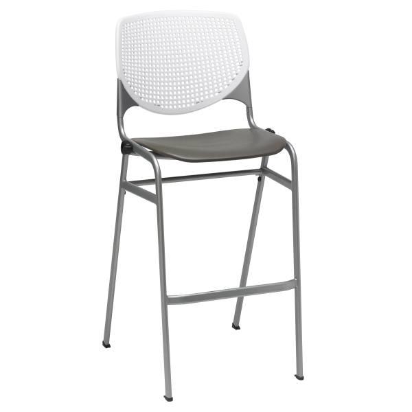 Kfi Seating Kool Stack Barstool, White Back, Brownstone Seat