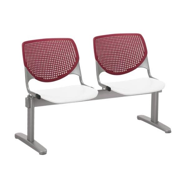 Kfi Seating Kool 2-Seat Reception Bench, Burgundy Backs, White Seats