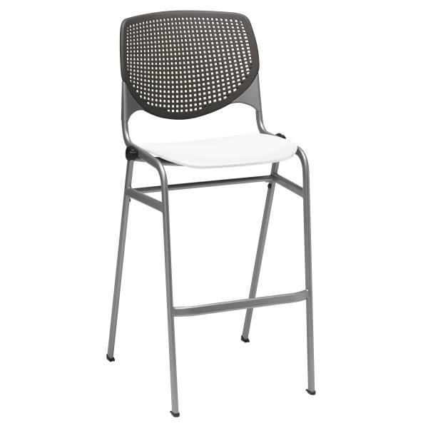 Kfi Seating Kool Stack Barstool, Brownstone Back, White Seat