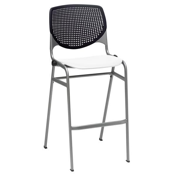 Kfi Seating Kool Stack Barstool, Black Back, White Seat