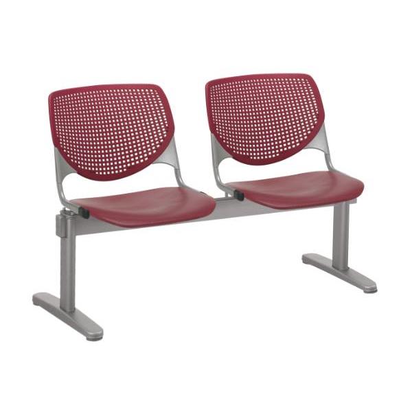 Kfi Seating Kool 2-Seat Reception Bench, Burgundy Seats & Back