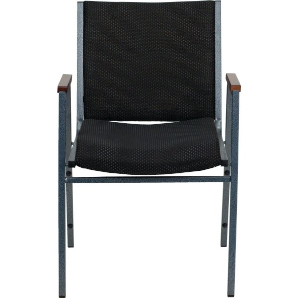 Flash Furniture Hercules Series Heavy Duty Black Dot Fabric Stack Chair With Arms