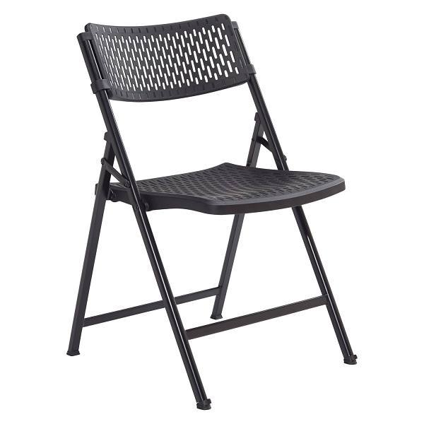 National Public Seating Air Flex Series Poly Folding Chair, Black, Package Of 4