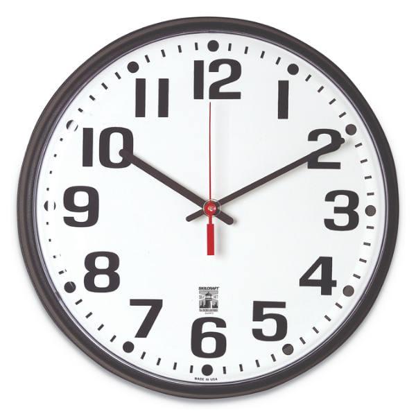 Skilcraft Self-Set Wall Clock, 12.75 Overall Diameter, Black Case, 1 Aa