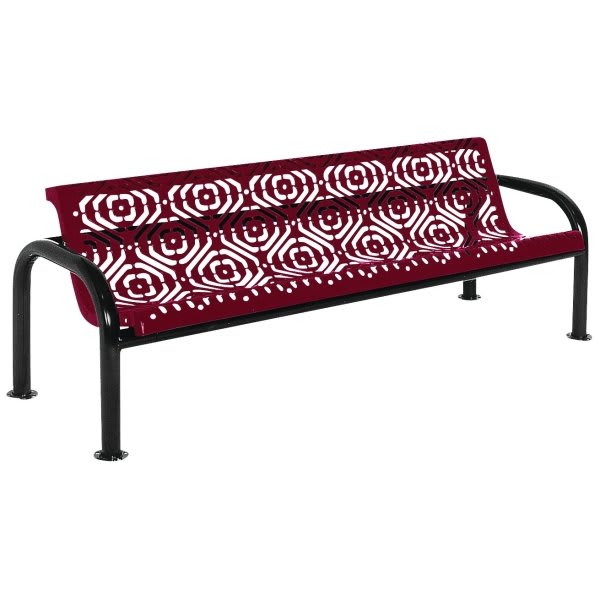 Ultrasite Fiesta Burgundy Surface Mount Contour Bench 6' With Back