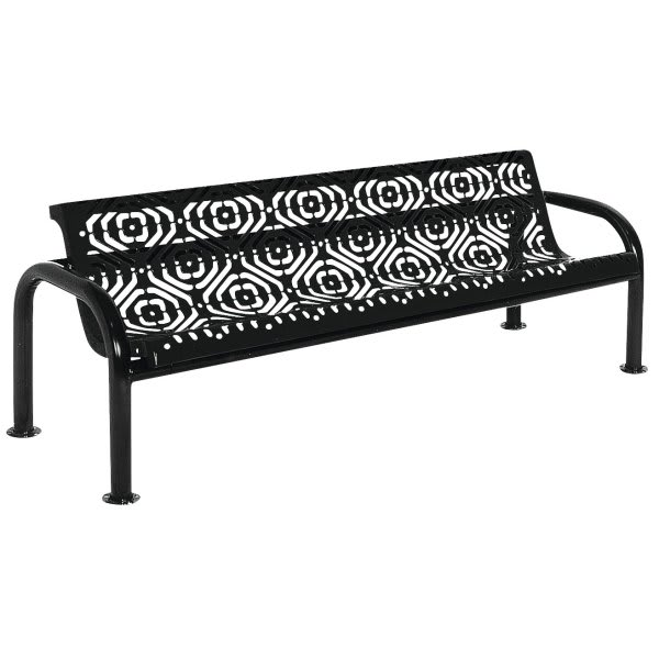 Ultrasite Fiesta Black Surface Mount Contour Bench 6' With Back