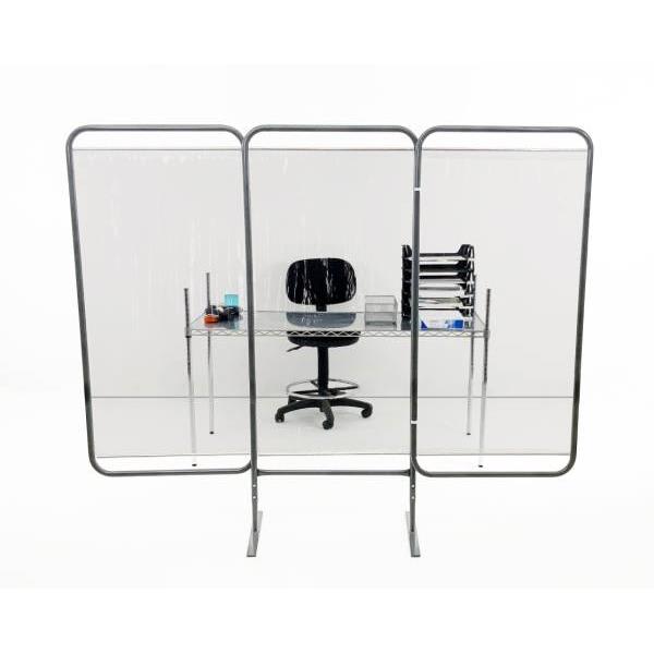 R&b Wire Products 3 Panel Antimicrobial Stationary Clear Barrier Room Divider