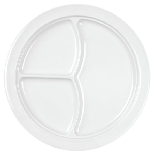 Thunder Group 10-1/4" 3 Compartment Plate, Nu Stone White, Package Of 12