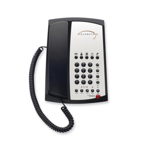 Telematrix 3102mwd5 Black 2-Line Speakerphone With 5-Guest Service Button