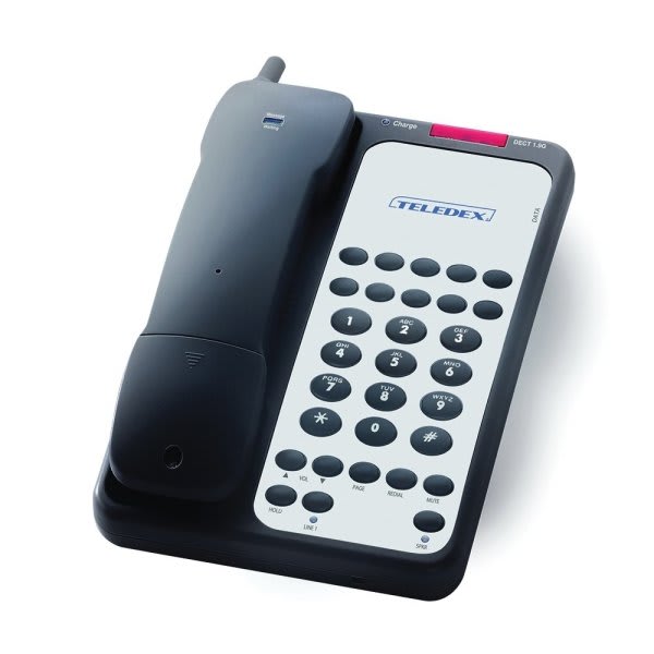Teledex Black Opal Dct1910 1-Line Dect 1.9ghzz Cordless Hotel Speakerphone