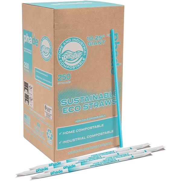 R.j. Schinner Co., Inc Wincup Phade 10.25inch Giant Straw Teal,paper Wrapped, Case Of 250