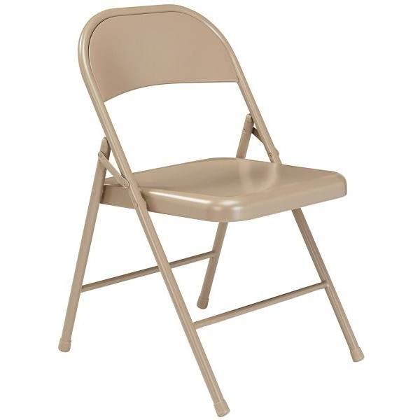 National Public Seating All-Steel Folding Chair Beige Case Of 4