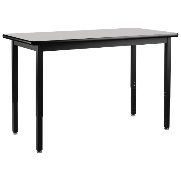 National Public Seating Adjustable Steel Table Black Frame 30x72 Grey Top