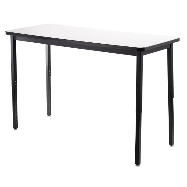 National Public Seating Adjustable Steel Table Black Frame 30x72 White Top