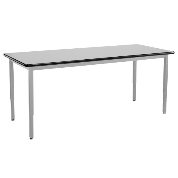 National Public Seating Adjustable Steel Table Grey Frame 30x72 Grey Hpl Top