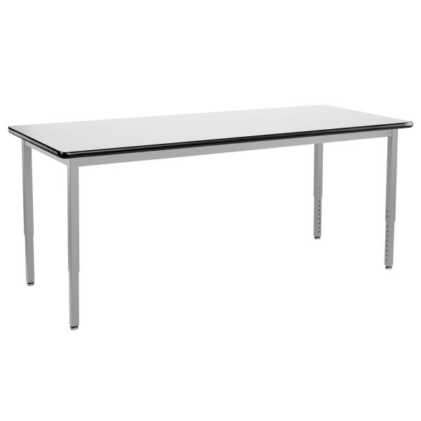 National Public Seating Adjustable Steel Table Grey Frame 30x72 White Top