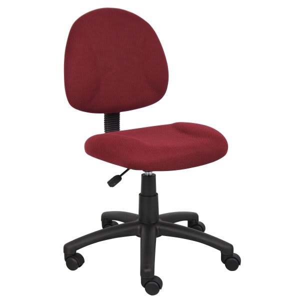 Boss Office Products Deluxe Armless Posture Chair, Burgundy