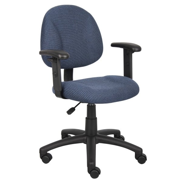 Boss Office Products Deluxe Adjustable Arm Posture Chair, Blue