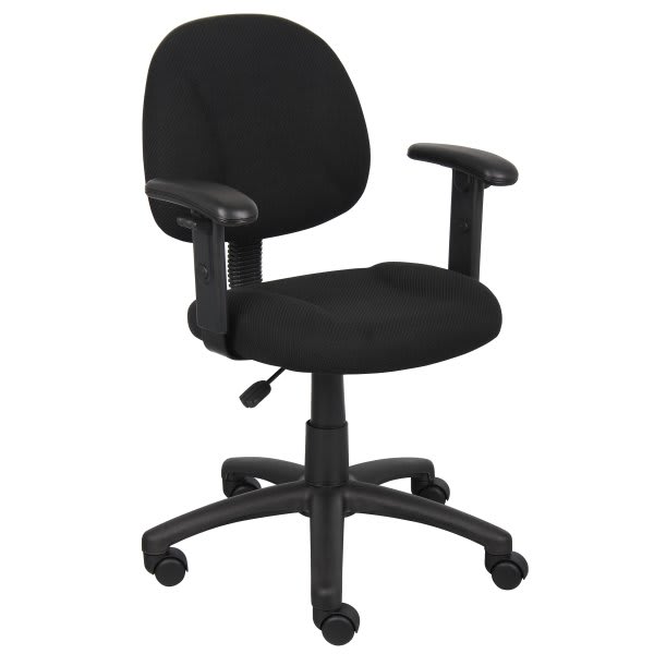 Boss Office Products Deluxe Adjustable Arm Posture Chair, Black