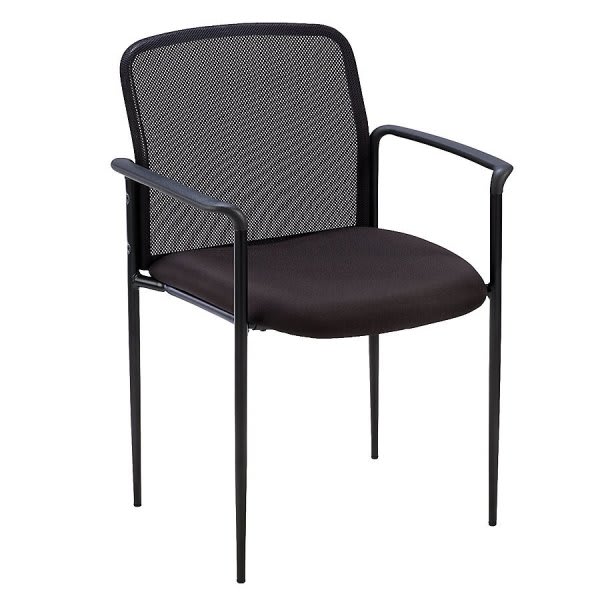 Lorell Black Mesh/fabric Stackable Reception Side Chair