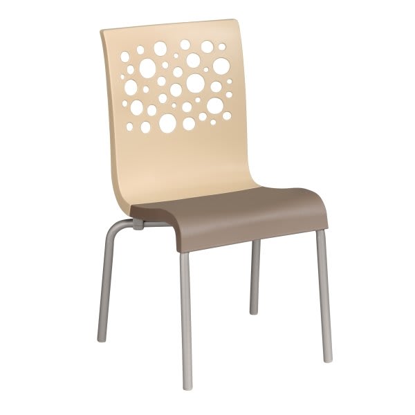 Grosfillex Tempo Chair In Beige / Taupe, Case Of 4