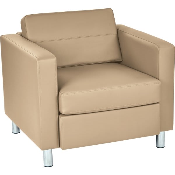 Worksmart Pacific Arm Chair In Buff With Chrome Finish Legs