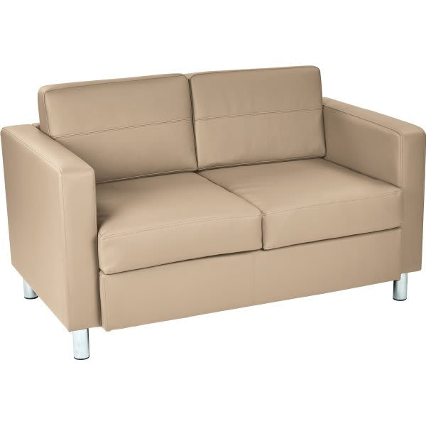 Worksmart Buff Pacific Loveseat With Chrome Finish Legs