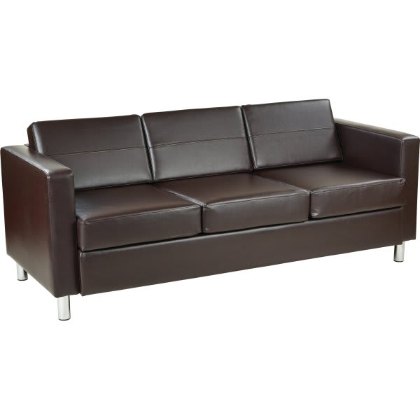 Worksmart Espresso Faux Leather Easycare Espresso Faux Leather Sofa
