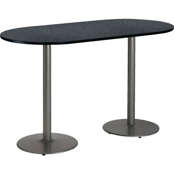 KFI 30 X 72" Racetrack Table W/Graphite Nebula Top, Silver Base, Bistro Height