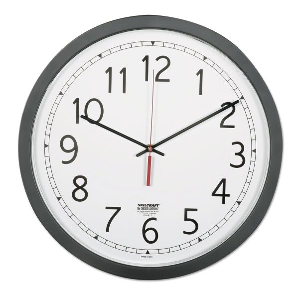 Skilcraft Quartz Wall Clock 16.5" Overall Dia Black Case 1 AA Sold Separate