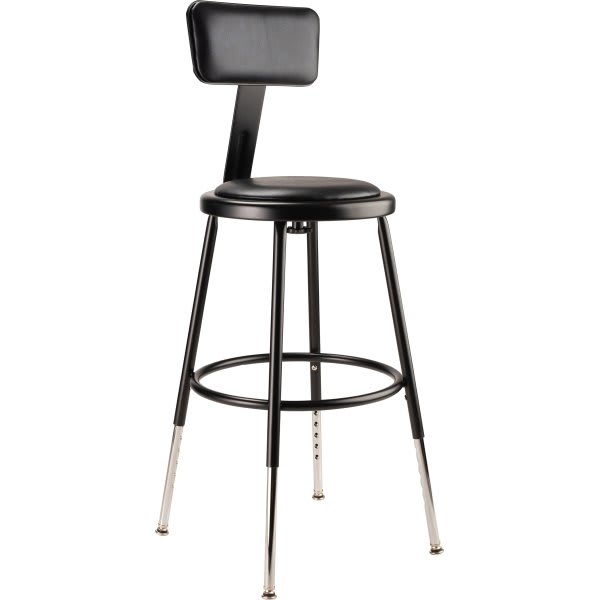 National Public Seating 19"-27" Height Adjustable Heavy Duty Vinyl Steel Stool